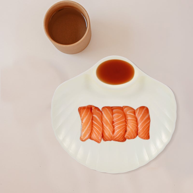 6Pcs Dumpling Dipping Plate Reusable Sushi Plate Dumpling Dipping Dish Shell Shape Plate - Image 3