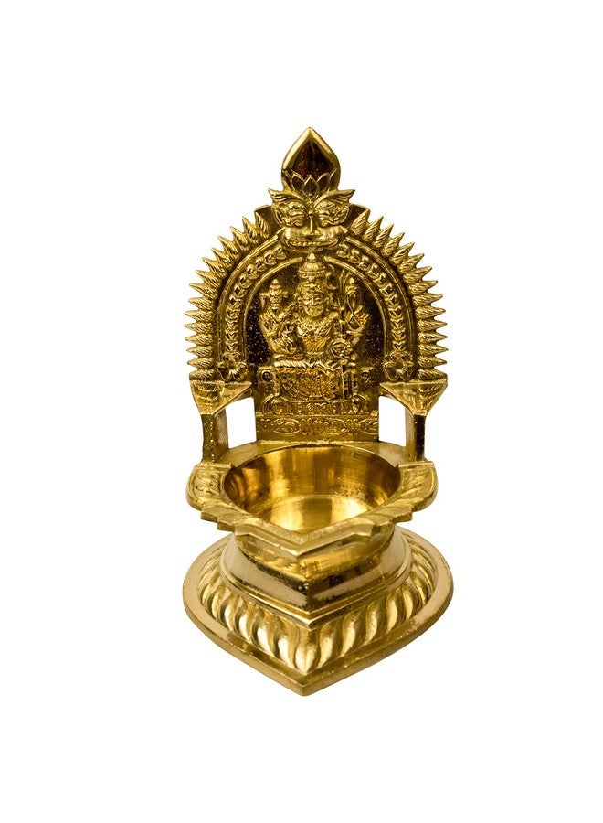 Spillbox Traditional Brass Diya for Pooja Aarti | Arti Deepak Deepam Oil Lamp for Home Temple Decor Gifts Handcrafted Hindu Puja Religious Sri Kamatchi Amman Vilakku - Karumbu - Image 1