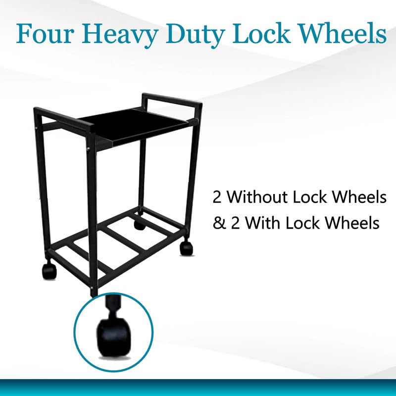 ZINSO Double Battery Metal Inverter Trolley | Powder-Coated Frame | Lockable Wheels | Heavy Duty | Fits Single Battery | Sturdy & Rust-Resistant (White) - Image 5