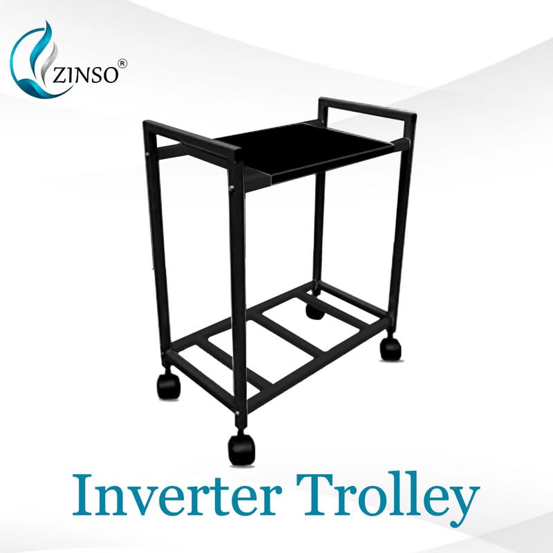 ZINSO Double Battery Metal Inverter Trolley | Powder-Coated Frame | Lockable Wheels | Heavy Duty | Fits Single Battery | Sturdy & Rust-Resistant (White) - Image 2