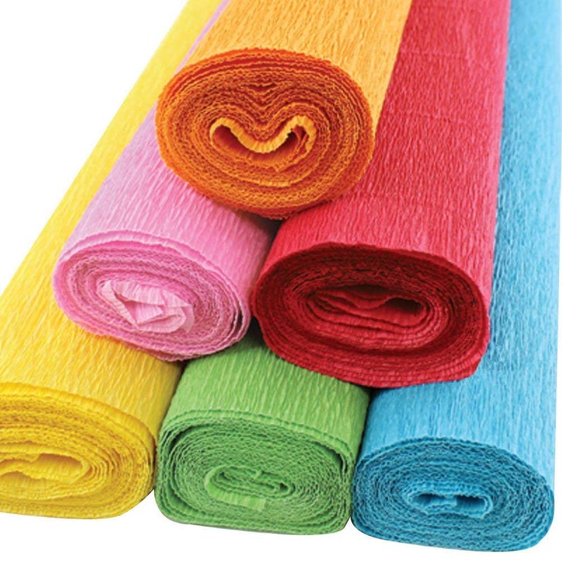 E Buddies Multicolor CrepeWrinkled Paper Rolls for Flowers MakingDecoration or Bouquet Wrapping 8ft Length20in Width 6pcs