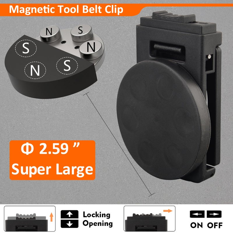 MUTUACTOR Tool Holster Belt Clip,Heavy-Duty Magnetic Tool Holder for Belt Clip,Non-Slip Strong Magnetic Clip Tool Belt Accessories for Hammer Screwdrivers Adjustable Wrench Magnetic Tools Hardware - Image 3