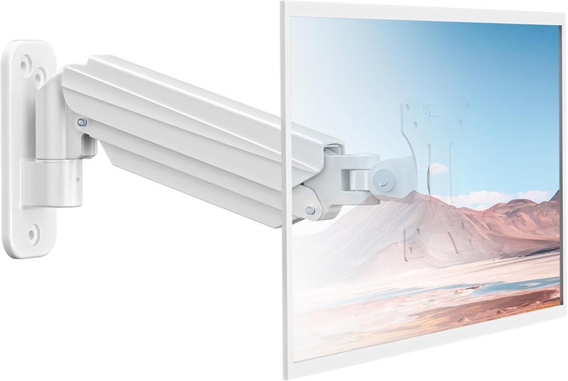 سوبتيكس حامل شاشة سوبتيك للجدار للشاشات LED/LCD/TV مقاس 13-32 بوصة حتى 9 كجم، حامل شاشة مزود بنابض غاز قابل للتعديل بالكامل، قابل لضبط الارتفاع، والميل، والدوران، والاستدارة، VESA 75/100، أبيض - Image 1