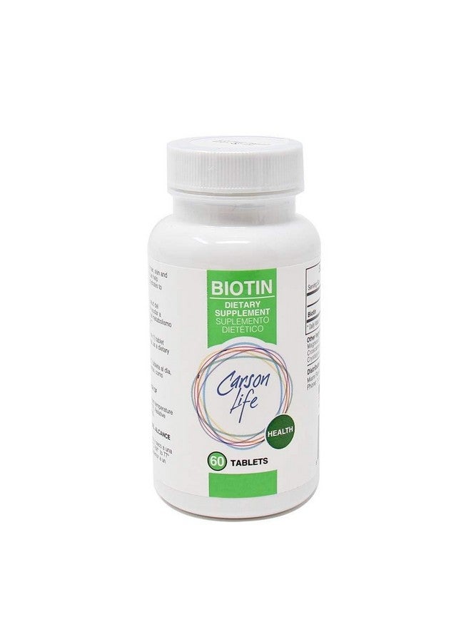 Carson Life Biotin Supplement - 60 Tablets - for Men and Women - Vitamin Supplement That Promotes Hair Growth - Advanced Formula Helps Boost Energy and Cell Growth - Made in The USA - Image 1