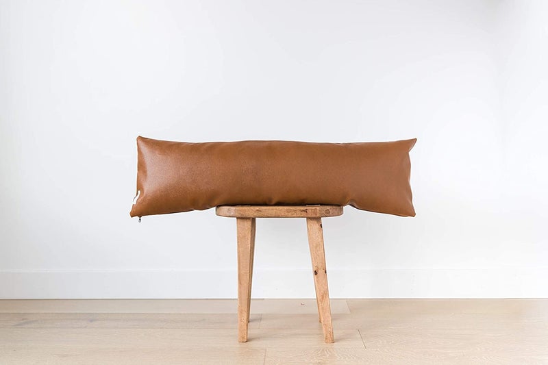 Indian Decor 802022 Lumbar Pillow- Brown Throw Pillow Faux Leather Pillow Reading Pillow (Color : Brown, Size : 12"x40")  - Image 1