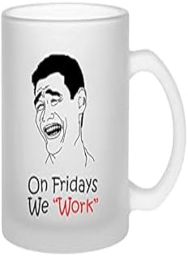 MEC - MEC - On Fridays We Work Troll - Ceramic Frosted Mug, Coffee Mug For Drinking Coffee, 11Oz Coffee Tea Cup White - Image 1