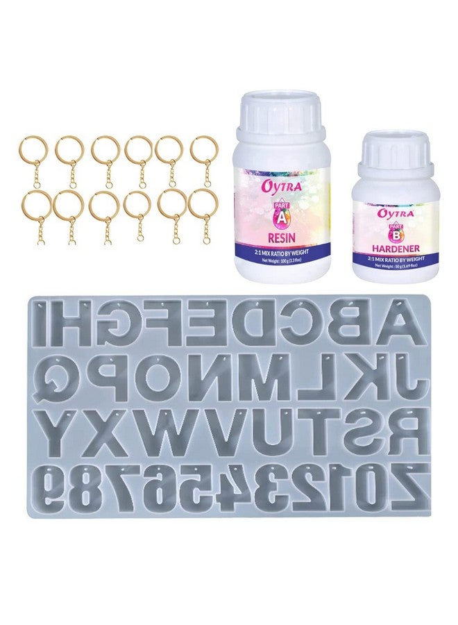 أويترا مجموعة صنع سلسلة مفاتيح من الراتنج من أويترا، مجموعة أدوات يدوية مع قوالب ومواد أبجدية، مجموعة كاملة مع قالب ومصلب الراتنج، متعدد الألوان - Image 1