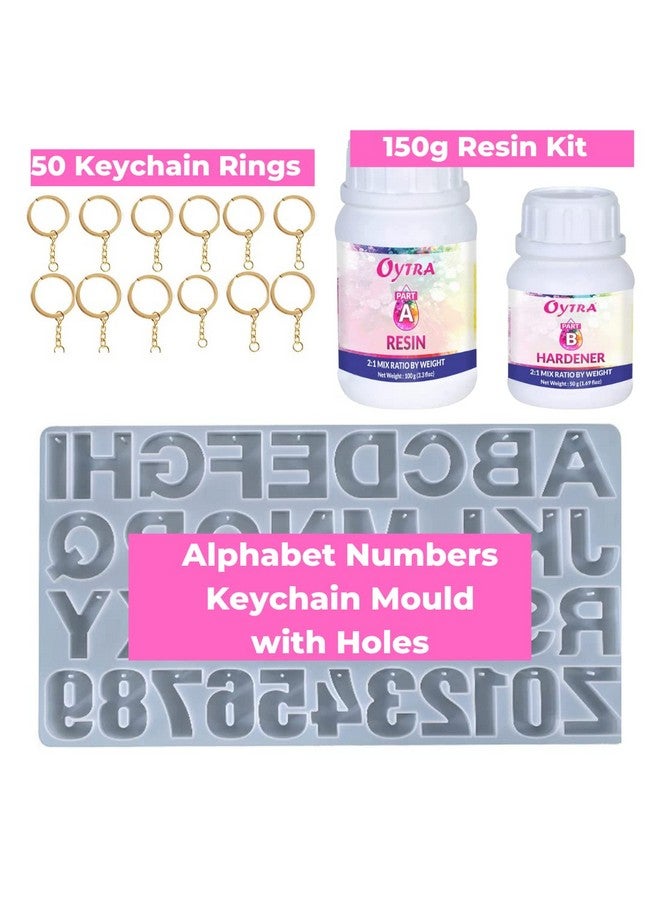 أويترا مجموعة صنع سلسلة مفاتيح من الراتنج من أويترا، مجموعة أدوات يدوية مع قوالب ومواد أبجدية، مجموعة كاملة مع قالب ومصلب الراتنج، متعدد الألوان - Image 3
