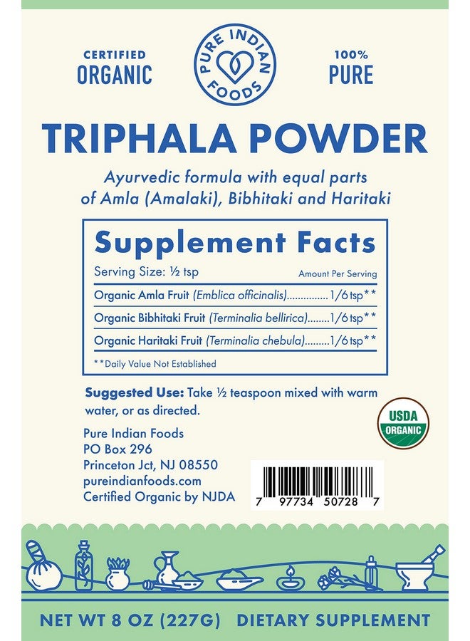 Pure Indian Foods Organic Triphala Powder 8 Oz In Resealable Bulk Bag Nongmo Glutenfree Nonirradiated Dietary Supplement - Image 3
