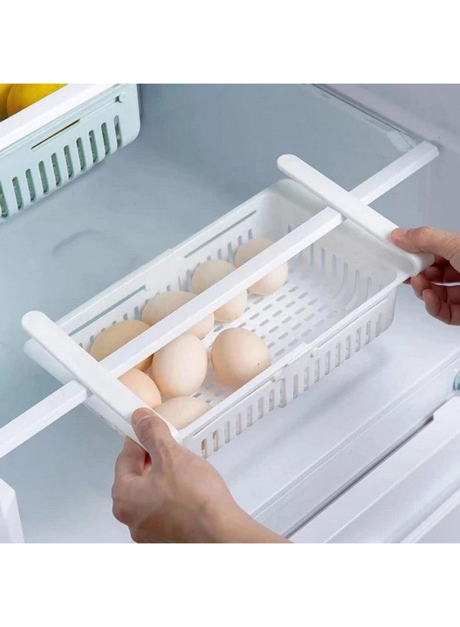 Suzec Expandable Adjustable Fridge Storage Basket Under Shelf Fridge Organiser Rack Space Saver Refrigerator Sliding Drawers - Unbreakable, Random Colours (Multicolor) (Sliding,1) - Image 4