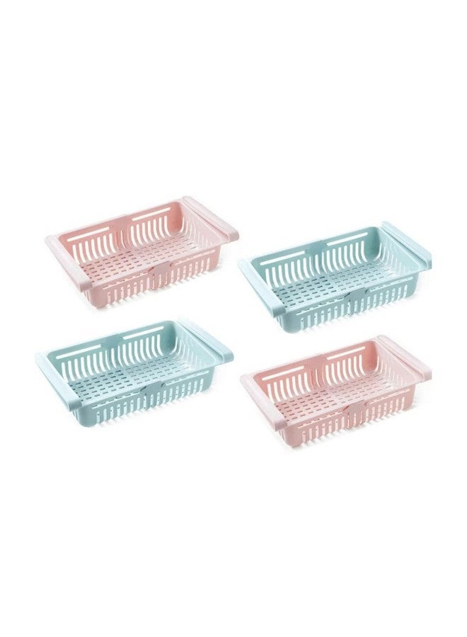 Suzec Expandable Adjustable Fridge Storage Basket Under Shelf Fridge Organiser Rack Space Saver Refrigerator Sliding Drawers - Unbreakable, Random Colours (Multicolor) (Sliding,1) - Image 1