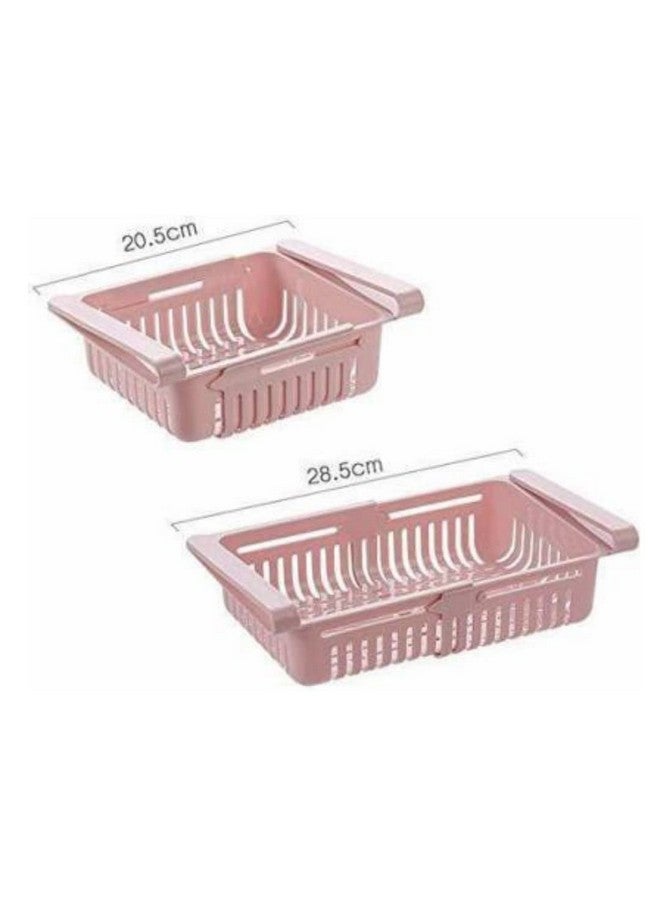 Suzec Expandable Adjustable Fridge Storage Basket Under Shelf Fridge Organiser Rack Space Saver Refrigerator Sliding Drawers - Unbreakable, Random Colours (Multicolor) (Sliding,1) - Image 5