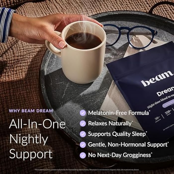 Beam Dream Sleep Powder, L-Theanine, Apigenin, Reishi and Magnesium, Third Party Tested Natural Sleep Aid & Sleep Supplement, Health and Wellness Gift, Natural Sleep Support, Non-GMO, 30 Servings - Image 2