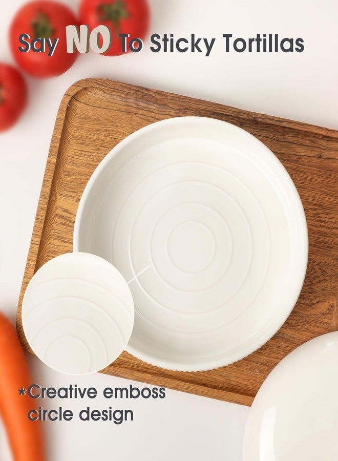 FE FUN ELEMENTS FE Ceramic Tortilla Warmer,Lace Emboss 8.8 Inch Tortilla Holder with Lid for Taco Tuesday, Mexican Night and Party,Taco Bread Pancake,Tortilleros Para Las Tortillas Caliente (Bright White) - Image 3