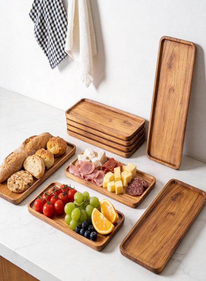 E-ROOM TREND Handcrafted Acacia Wood Decorative Tray 2 Pack– Multi-Functional Candle Tray, Smooth Polished Surface with Raised Edges,Stylish Wooden Accent for Living Room, Bedroom, or Bathroom-11.4*4.1*0.59 inches - Image 3