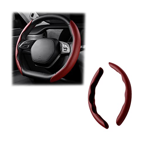 LoyaForba Car Steering Wheel Cover Universal 15 Inch Leather Segmented Auto Steering Wheel Protector AntiSlip and Soft Breathable Car Interior Accessories for Most Vehicle SUV Truck Wine Red - Image 1