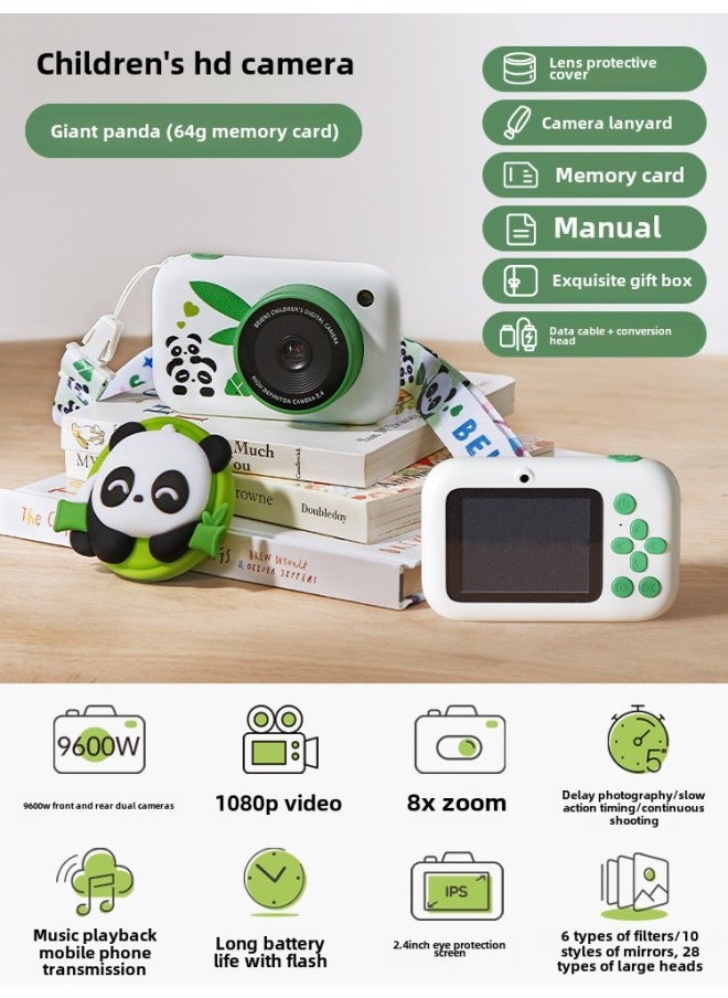 Generic Children's Camera Toy Girl Photographable Printable Digital HD Camera Birthday Gift Mini Polonoid-Color: (giant Panda) 2.4inch Ultra-clear Eye Protection Screen 96.0million Front And Rear Dual Cameras 8x Zoom  - Image 1