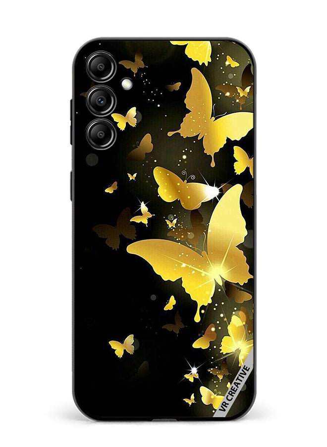 VR CREATIVE غطاء حماية لهاتف سامسونج جالاكسي A55 بتصميم فراشات صفراء طائرة متعدد الألوان - Image 1