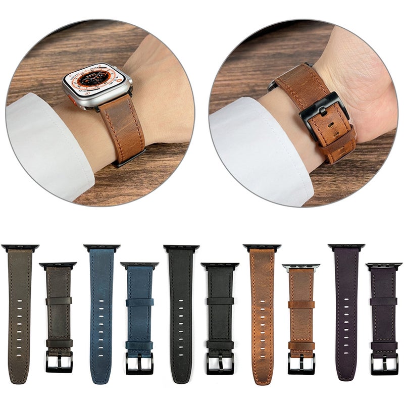 For Apple Watch Se 40Mm Retro Texture Leather Watch Band(Brown) - Image 2