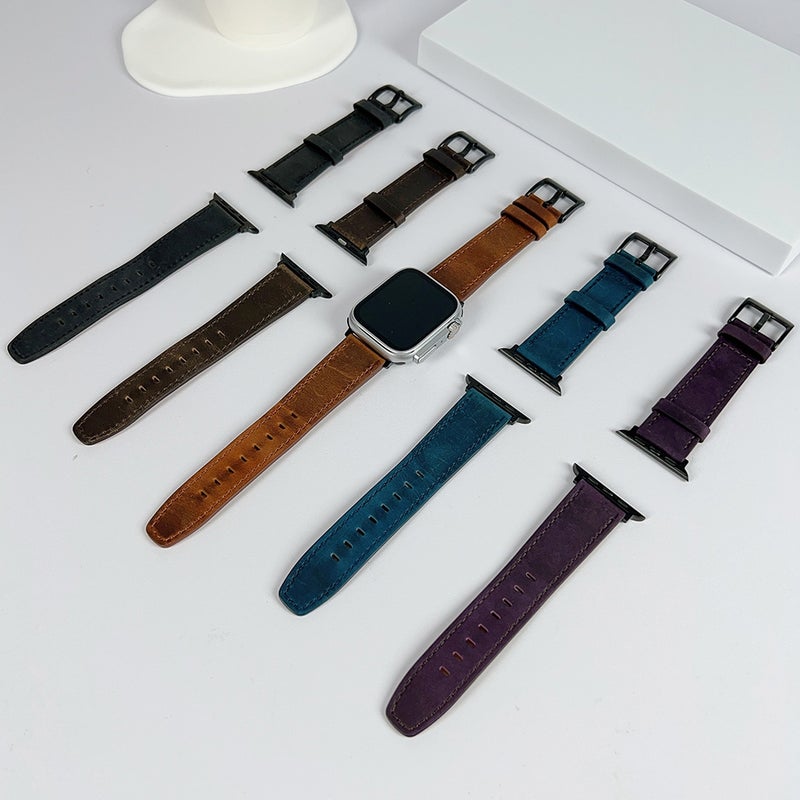 For Apple Watch Se 40Mm Retro Texture Leather Watch Band(Brown) - Image 3