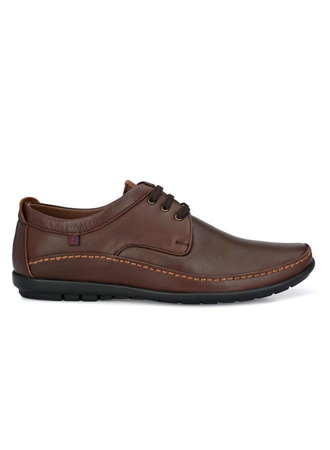 egoss Stretch Premium Genuine Leather Derby Formal Shoes for Men (Brown-8)-GS-247 - Image 4