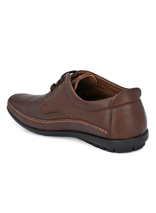 egoss Stretch Premium Genuine Leather Derby Formal Shoes for Men (Brown-8)-GS-247 - Image 3