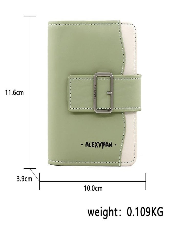 Alexvyan Compact Bears Tri-fold Wallet PU Leather, Women's Purse Wallet Organizer Female Hand Clutch Women/Ladies/Girls Wallets Credit Card Holder - Green. - Image 2
