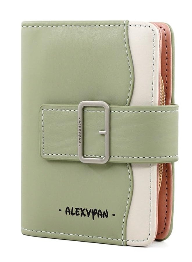 Alexvyan Compact Bears Tri-fold Wallet PU Leather, Women's Purse Wallet Organizer Female Hand Clutch Women/Ladies/Girls Wallets Credit Card Holder - Green. - Image 3