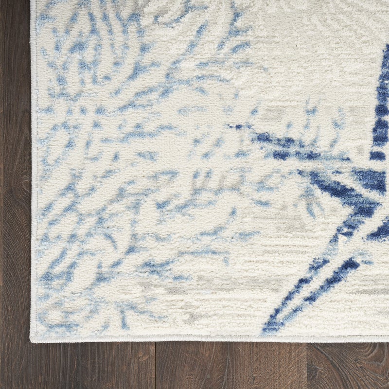 Nourison Home Pompeii Ivory Grey Blue 7'10" x 9'10" Area Rug - Easy Clean, Non Shedding, Bed Room, Living Room, Dining Room, Kitchen (8' x 10') - Image 5