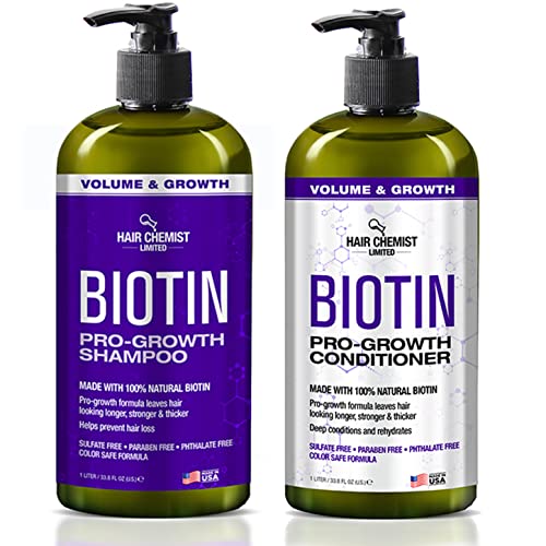Hair Chemist Pro-Growth Shampoo & Conditioner Set with Biotin - Includes 33.8oz Shampoo & 33.8oz Conditioner - Image 1