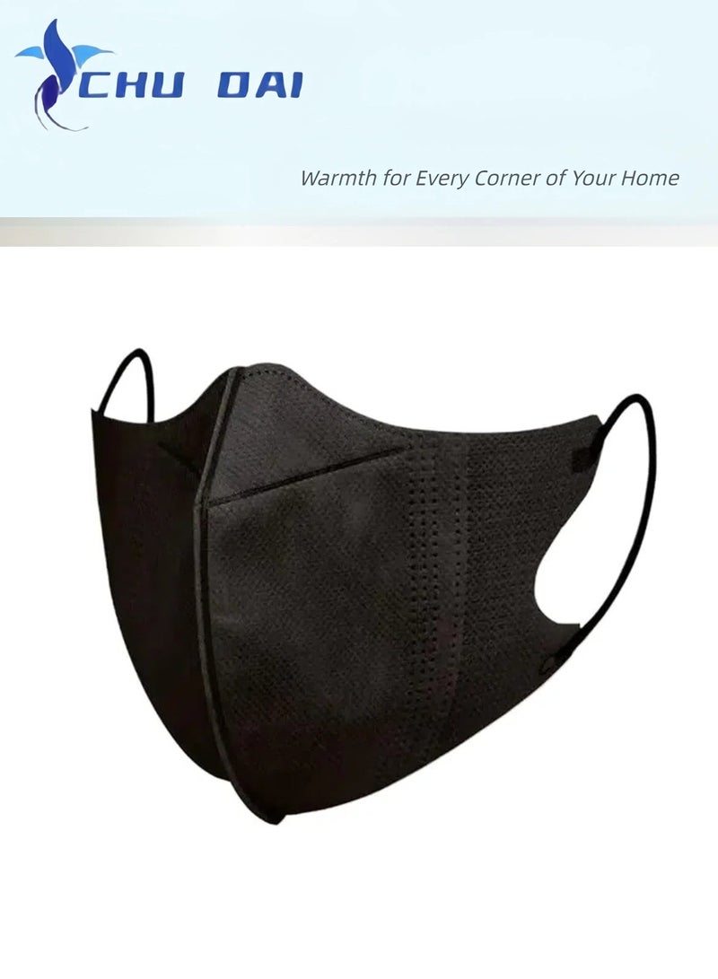 CHU DAI 10pcs 3D Disposable Mask, Breathable Face Mask Individual Package Black