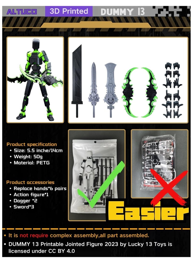 KOWVOWZ T13 Action Figure, 3D Printed Multi-Jointed Titan 13 Figure, Lucky 13 Action Figure Dummy 13 Desktop Decorative Toy for Desk Decor - Image 2