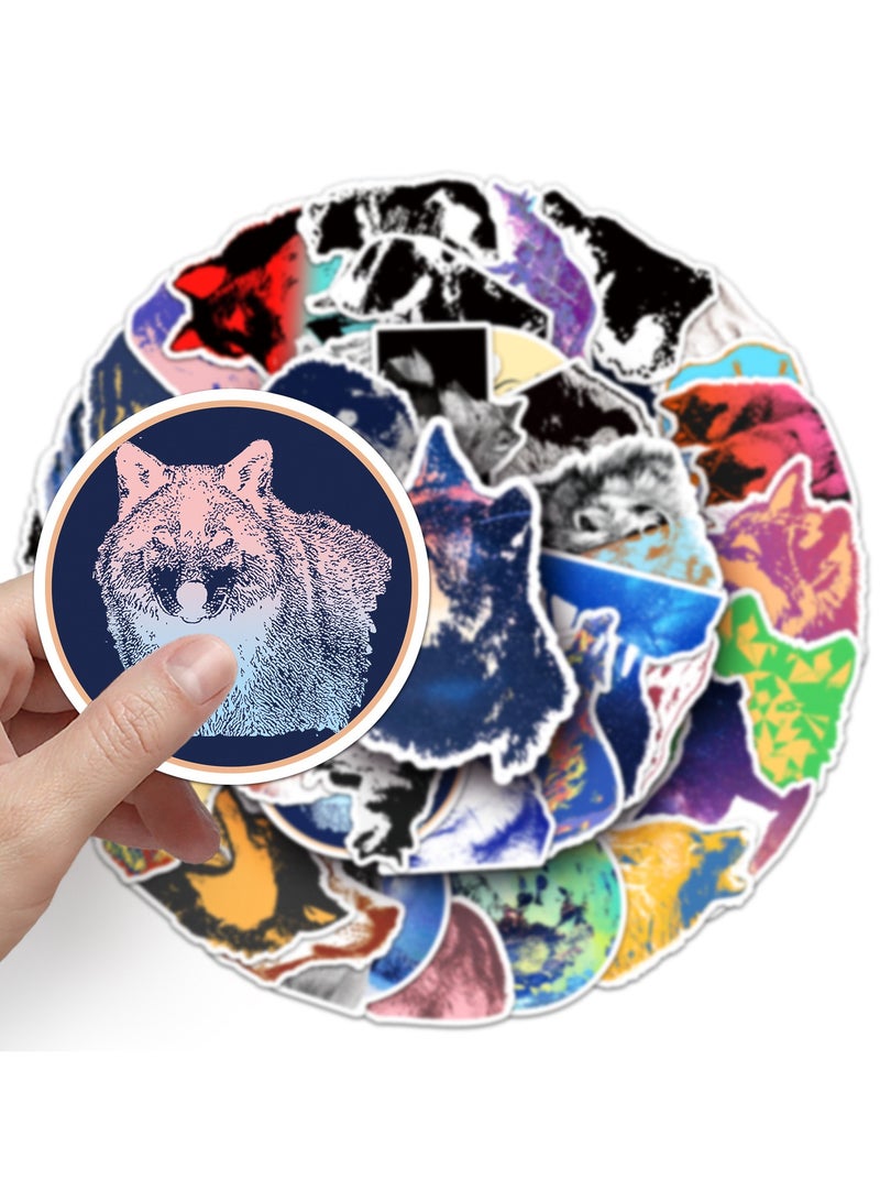 50Pcs Wolf Stickers for Kids Boys Girls Teens Cute Waterproof Vinyl Stickers for Laptop Water Bottle Bike Car Notebook Tablet Cool Cartoon Animals  - Image 4