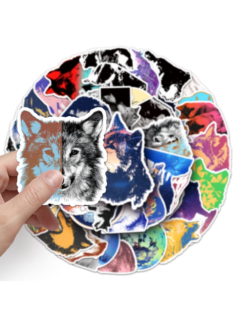 50Pcs Wolf Stickers for Kids Boys Girls Teens Cute Waterproof Vinyl Stickers for Laptop Water Bottle Bike Car Notebook Tablet Cool Cartoon Animals  - Image 5