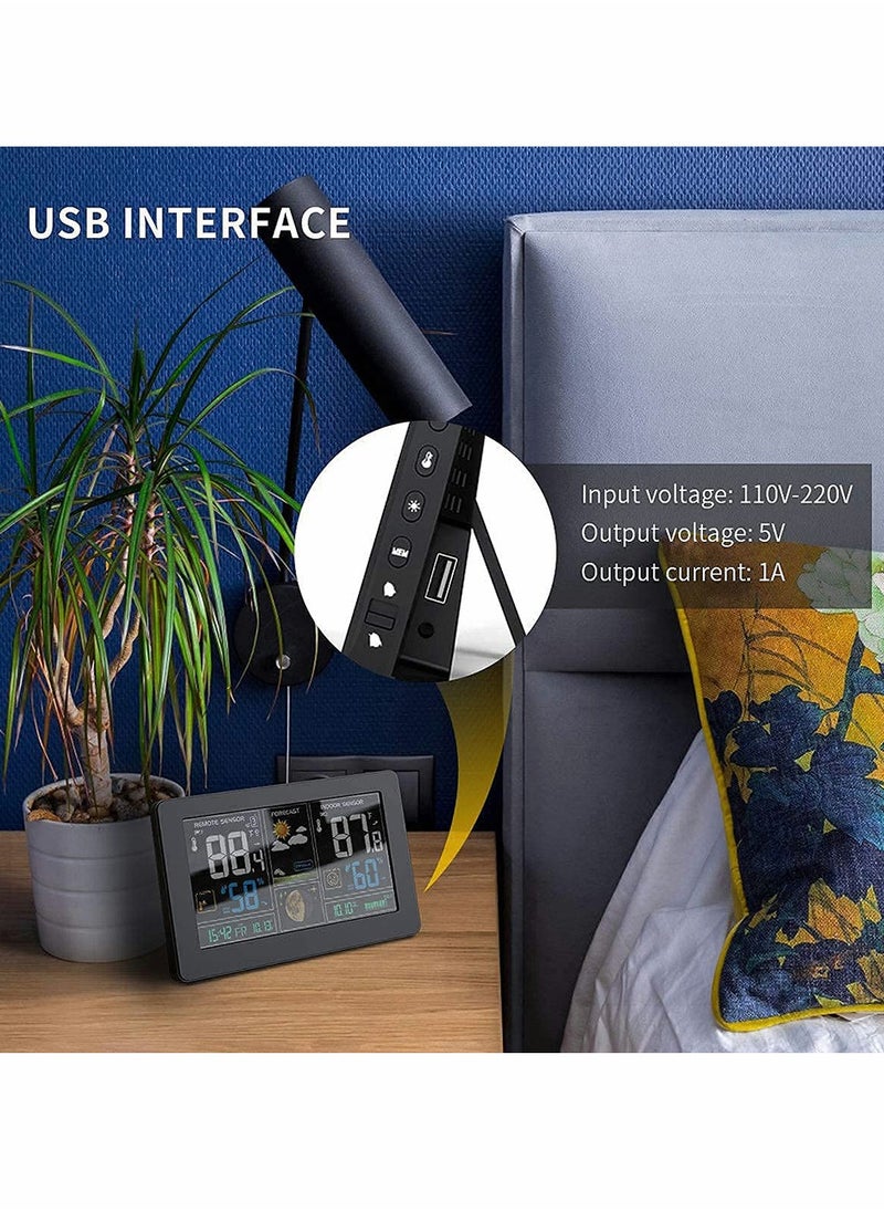 SYOSI - Weather Station Wireless Indoor Outdoor Thermometer Color Display Digital Weather Thermometer with Atomic Clock, Forecast Station with Calendar and Adjustable Backlight - Image 1