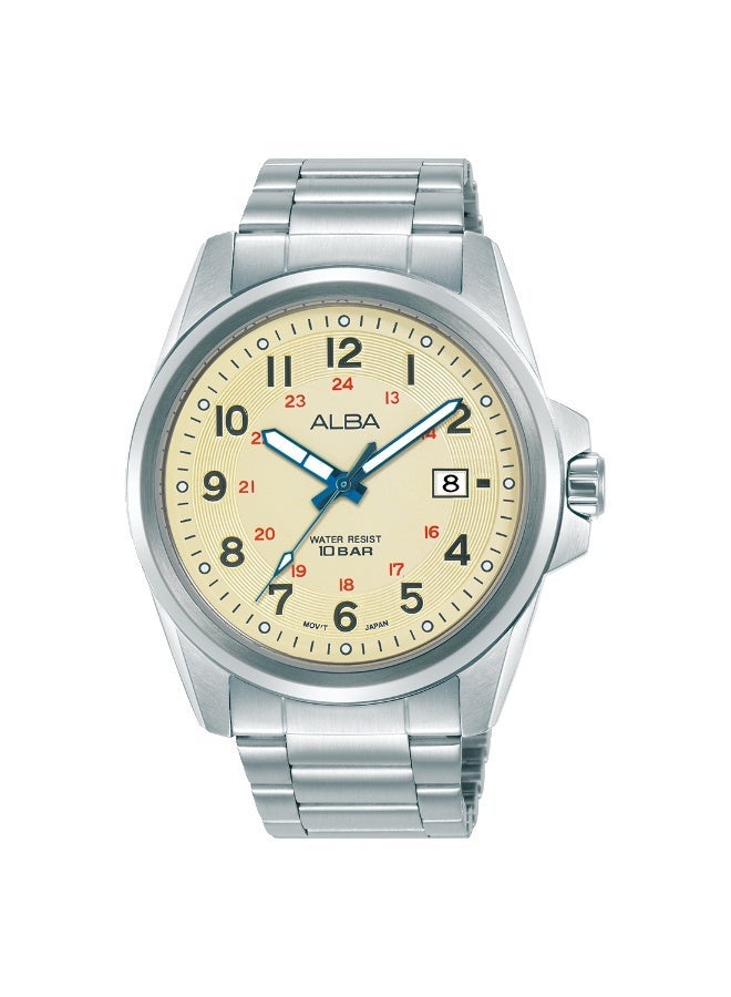 Alba Active Men’s Watch AS9W05X1, 42 mm Matte Cream Dial, Stainless Steel Case & Bracelet, 100 m WR - Image 5