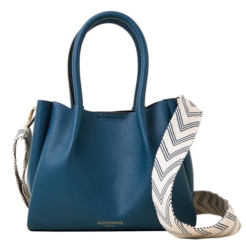 Accessorize حقيبة يد ناعمة زرقاء للنساء من أكسيسورايز لندن بحزام قابل للتعديل | حقيبة كروس بودي أنيقة للنساء | حقيبة كتف للنساء | حقيبة يد للنساء - Image 1