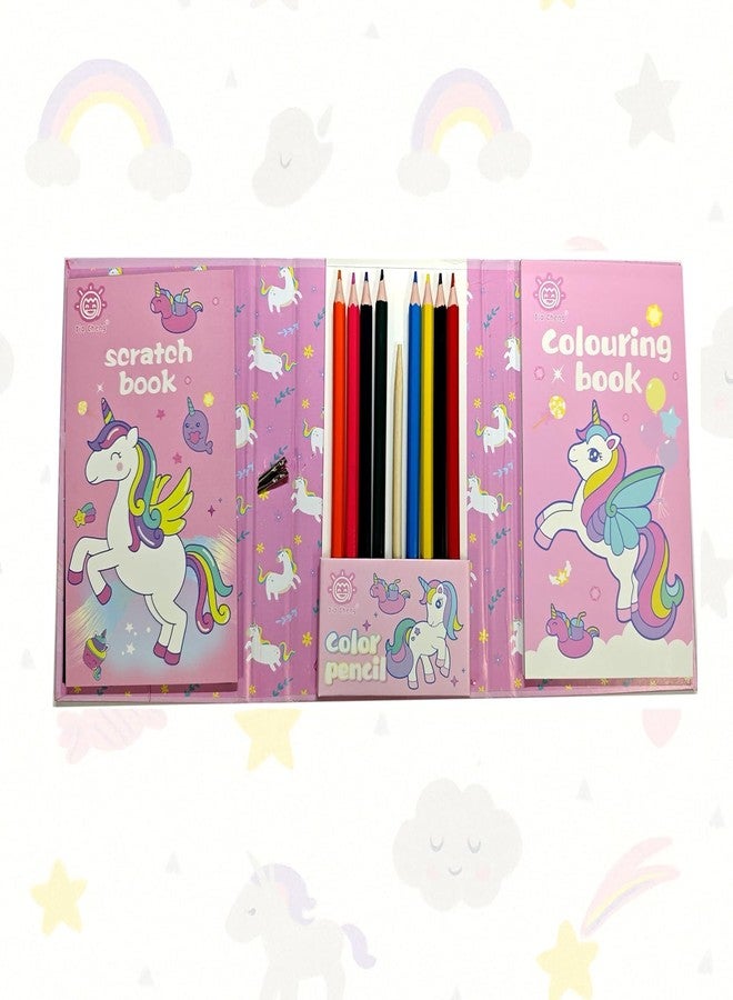 53 Arts Kids Coloring & Scratch Art Set | Includes Coloring Book, Color Pencils, Scratch Pad & Wooden Stylus | DIY Art & Craft Gift Kit for Kids Ages 4+ | Creative Drawing Activity Set for Boys & Girls - Image 2