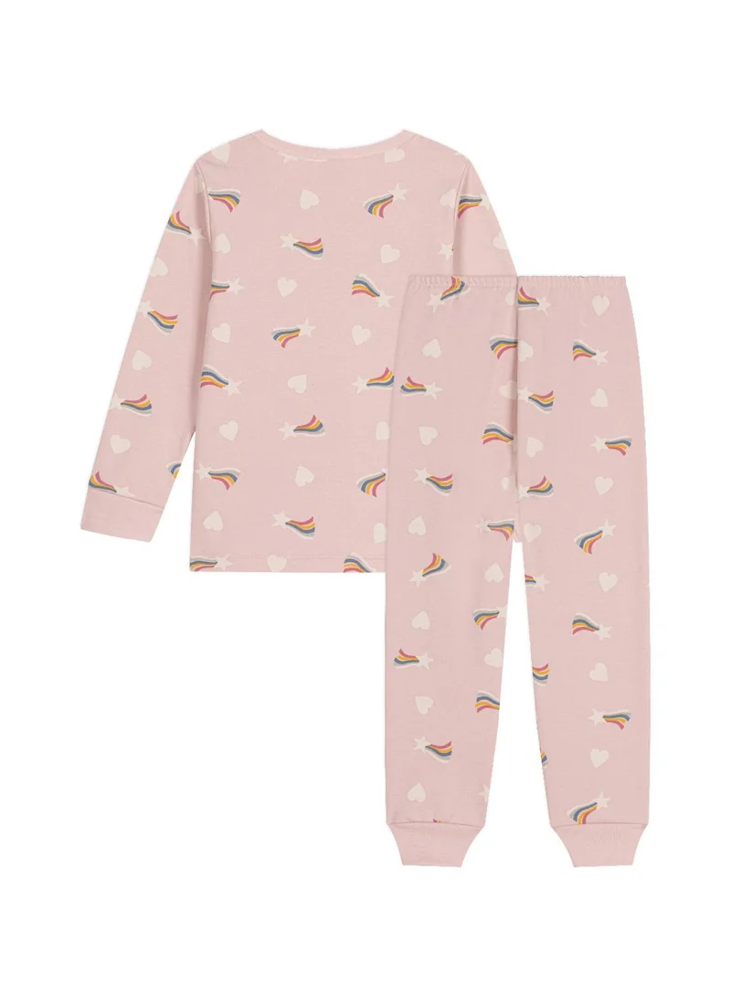 Petit Bateau Children's brushed fleece pyjamas printed with stars and hearts