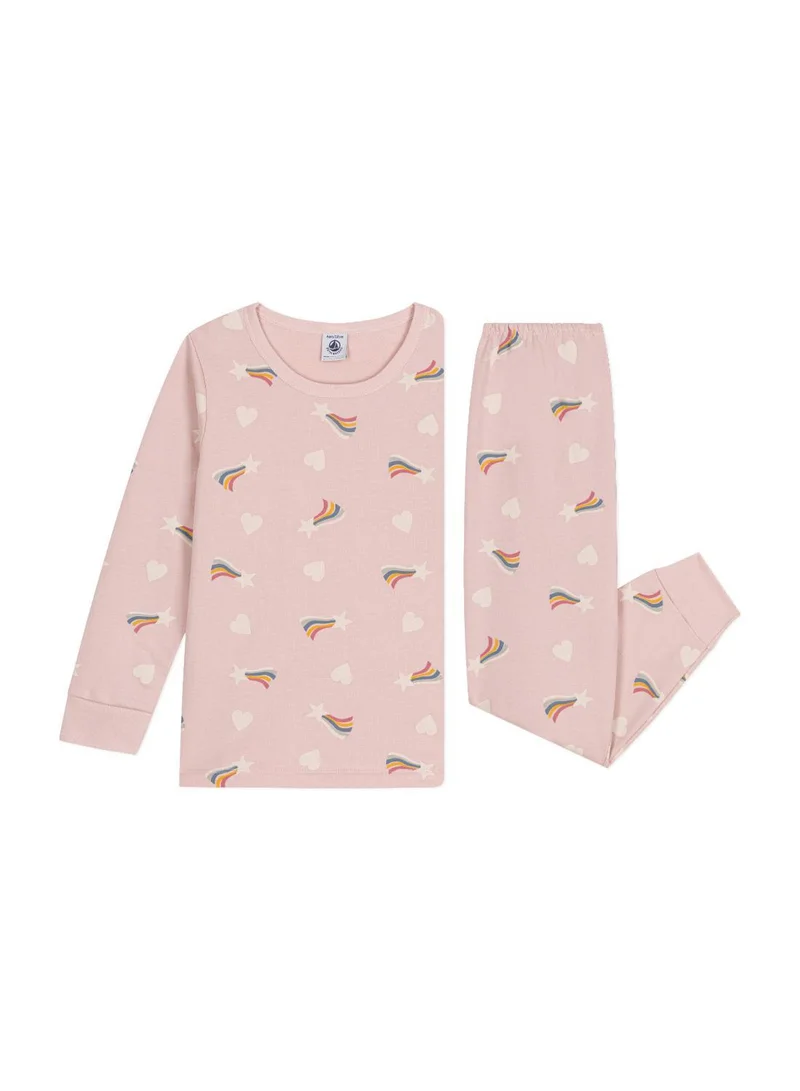 Petit Bateau Children's brushed fleece pyjamas printed with stars and hearts