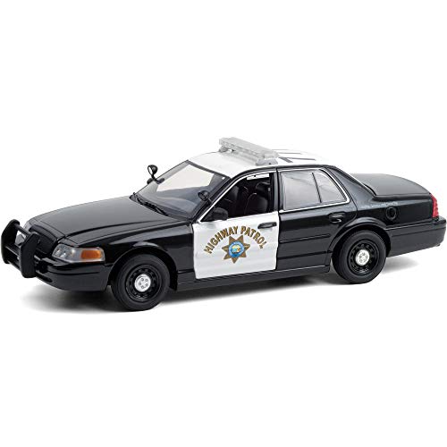 Greenlight 2008 Ford Crown Victoria Police Interceptor Black and White CHP California Highway Patrol Hot Pursuit Series 1/24 Diecast Model Car - Image 5