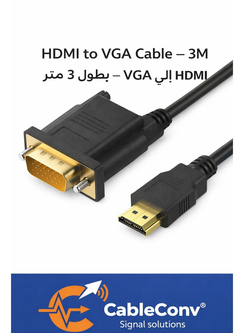 CABLE CONV HDMI to VGA Cable 3M – 1080P HD Video Adapter Cable, HDMI Male to VGA for PC, Laptop, Monitor, Projector - Image 1