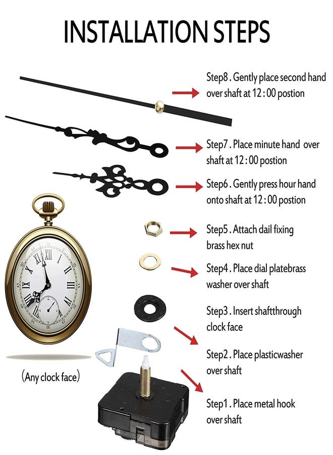 YONOTA® TIK-TIK Pendulum Type Quartz Clock Moviment Mechanism 12 MM Ticking Motor DIY Kit (Black,Red) - Image 4