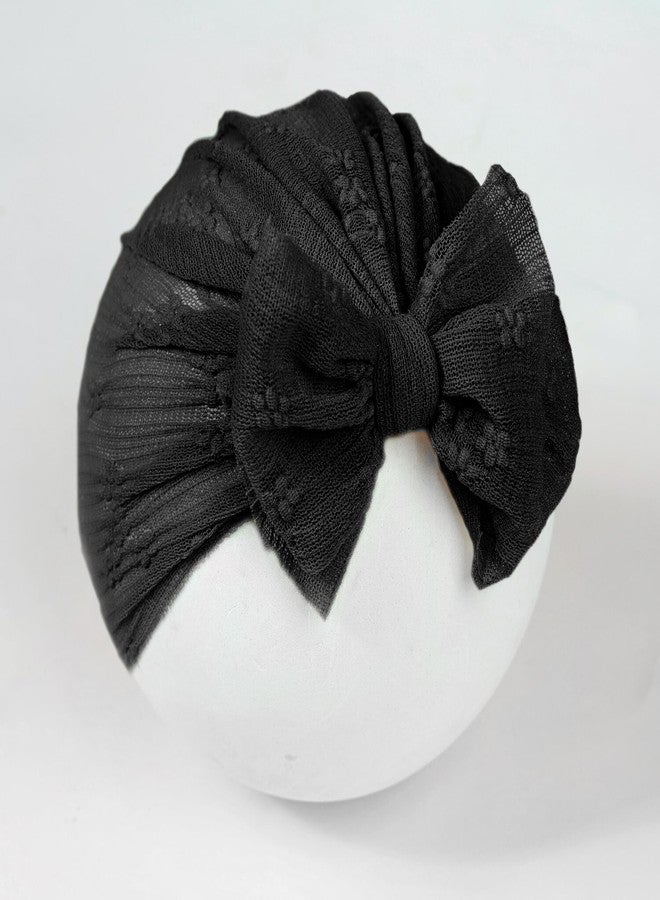 BellaStella Premium Flower Soft Bow Head Wrap Stretchable Headband Super Elastic Band Hair Accessories For Baby Girls & Baby Boys (Black) - Image 3