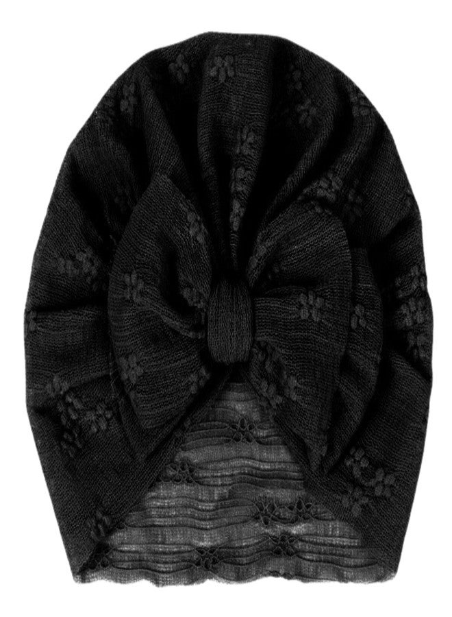 BellaStella Premium Flower Soft Bow Head Wrap Stretchable Headband Super Elastic Band Hair Accessories For Baby Girls & Baby Boys (Black) - Image 2