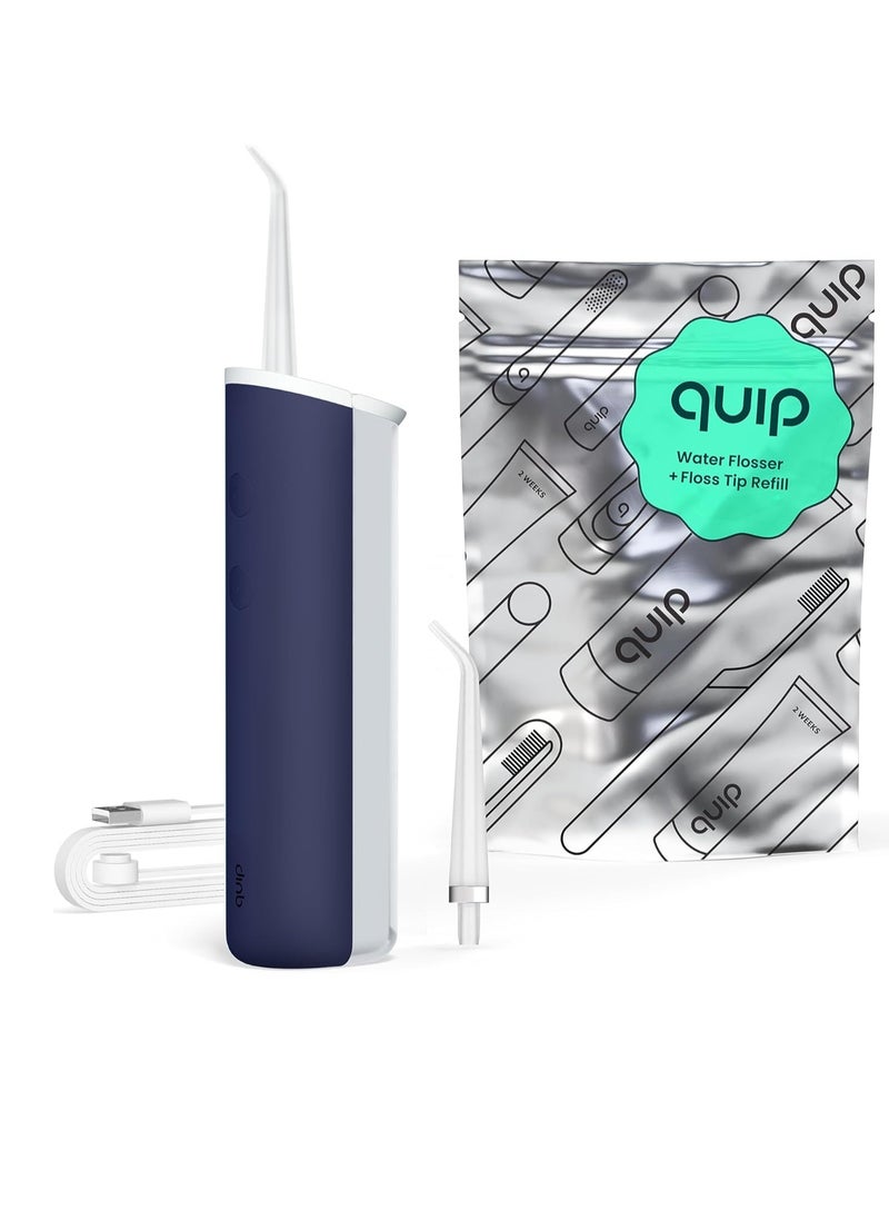 quip - quip Water Flosser with Replacement Tip - Cordless Water Flosser with Adjustable Pressure - Teeth Cleaner Pick with 360 Degree Rotating Replaceable Tip, Rechargeable Water Dental Pick - Midnight Blue - Image 1