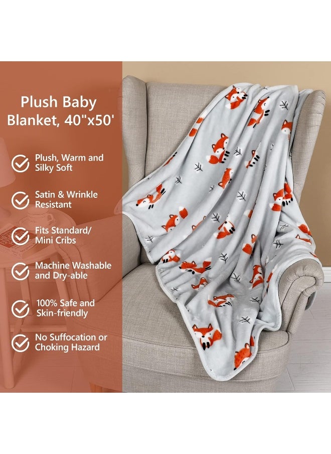 TILLYOU TILLYOU Toddler Flannel Blanket - Warm Cozy Baby Blanket for Boys and Girls, Smooth Cute Lightweight Blanket for Bedding Crib Stroller, 40×50 inches, Fox Forest  - Image 2