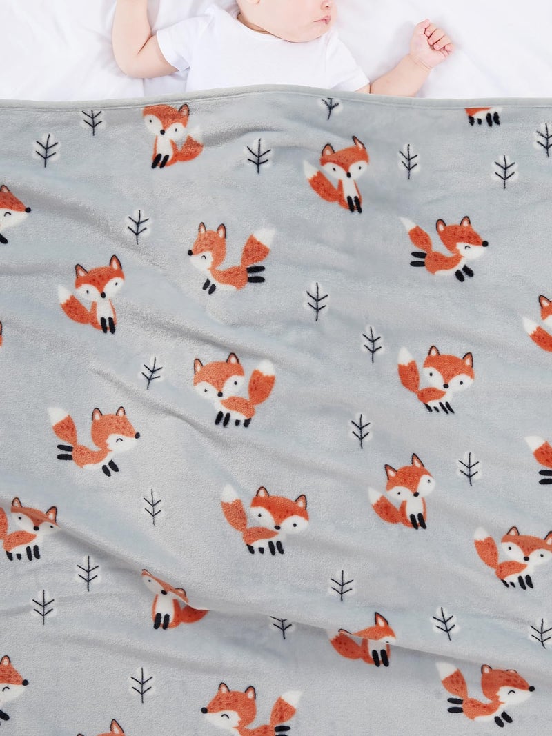 TILLYOU Toddler Flannel Blanket - Warm Cozy Baby Blanket for Boys and Girls, Smooth Cute Lightweight Blanket for Bedding Crib Stroller, 40×50 inches, Fox Forest - Image 2