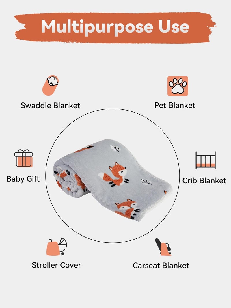 TILLYOU Toddler Flannel Blanket - Warm Cozy Baby Blanket for Boys and Girls, Smooth Cute Lightweight Blanket for Bedding Crib Stroller, 40×50 inches, Fox Forest - Image 4