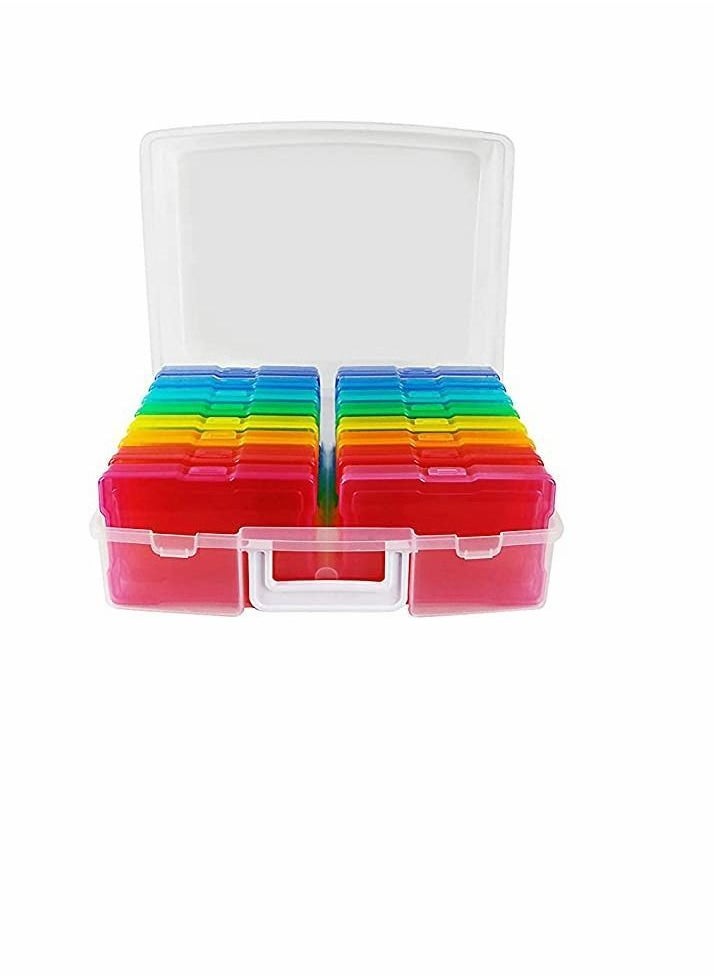 Y&D Transparent Photo Case 4" x 6" Box Storage - 16 Inner Keeper Organizer Cases Photos Containers for (Multi-Colored)  - Image 1